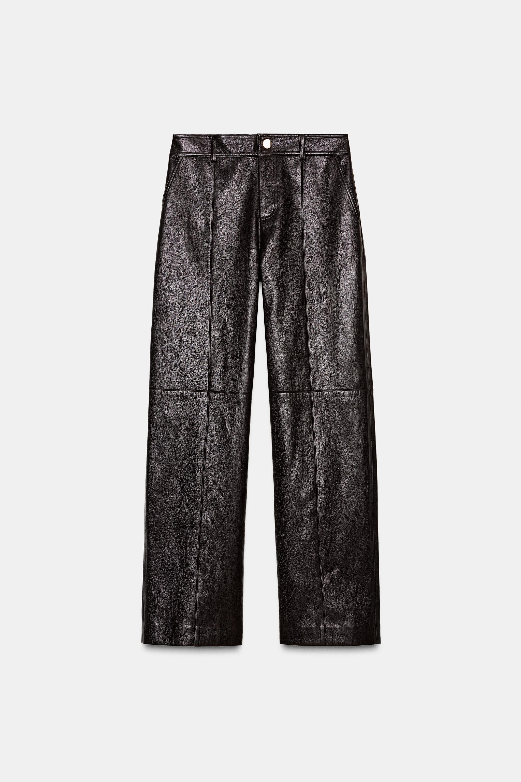 FAUX LEATHER STRAIGHT LEG PANTS